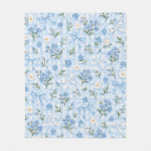 Motif Fleurs et Rubans à Carreaux Bleus