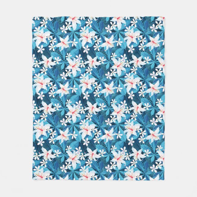 Couverture Polaire Motif floral 2 de ketmie tropicale (Devant)