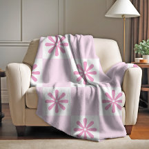 Motif Floral à Carreaux Rose Rétro