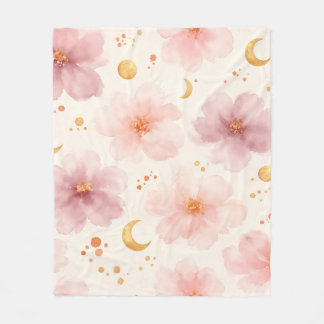 Couverture Polaire Motif floral à l'aquarelle rose élégant