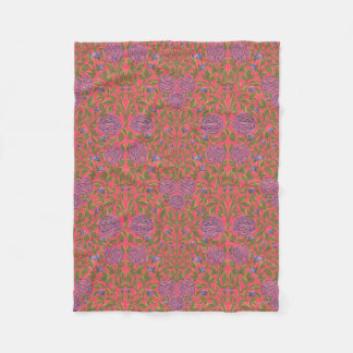 Couverture Polaire Motif floral Art Nouveau violet rose vert
