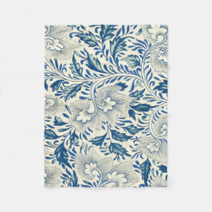 Couverture Polaire Motif Floral bleu Antique Design asiatique