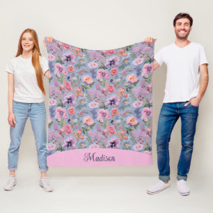Couverture Polaire Motif floral brodé