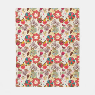 Couverture Polaire Motif floral dans le rétro style 4