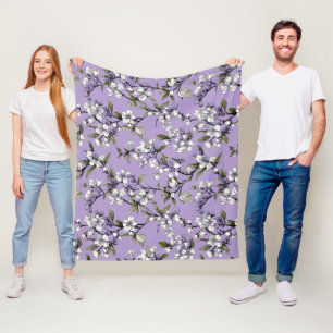 Couverture Polaire Motif floral de lilas lavande féminin