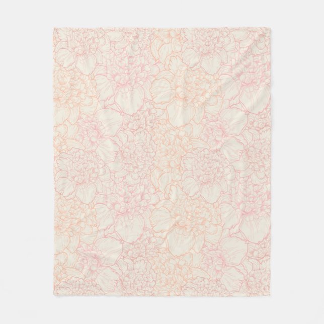 Couverture Polaire Motif floral de pivoine rose (Devant)