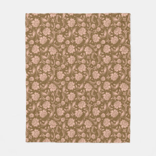 Couverture Polaire Motif floral de rose et de brun