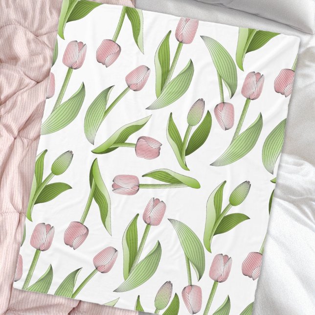 Couverture Polaire Motif floral de tulipe rose moderne (Créateur téléchargé)