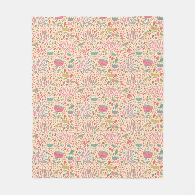 Couverture Polaire Motif floral lumineux (Devant)