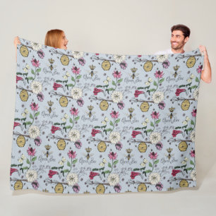 Couverture Polaire Motif floral moderne d'Abeille Reine Mist Argent