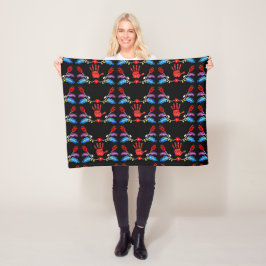 Couverture Polaire Motif Floral Ojibwe MMIW noir