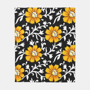 Couverture Polaire Motif floral sans soudure avec fond noir, b