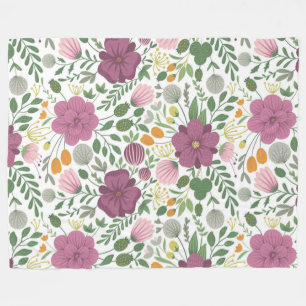 Couverture Polaire Motif Floral tendance rose jaune pourpre vert