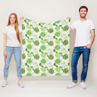 Couverture Polaire Motif floral vert tropical