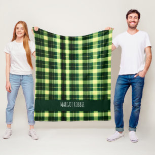 Couverture Polaire Motif géométrique à maille verte