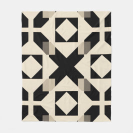 Couverture Polaire Motif géométrique Abstrait avec noir contrasté