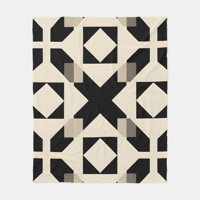Couverture Polaire Motif géométrique Abstrait avec noir contrasté (Devant)