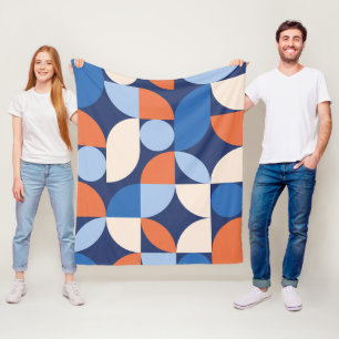 Couverture Polaire Motif géométrique Abstrait bleu orange