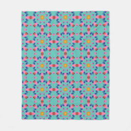 Couverture Polaire Motif géométrique Abstrait en rose et bleu
