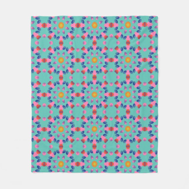 Couverture Polaire Motif géométrique Abstrait en rose et bleu (Devant)
