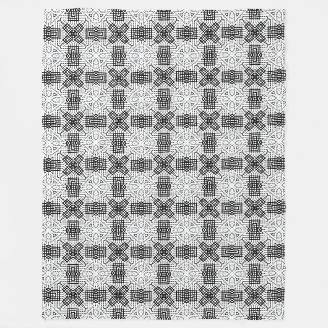 Couverture Polaire Motif géométrique blanc et noir (Devant)
