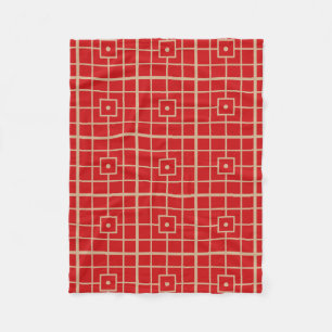 Couverture Polaire Motif géométrique chinois traditionnel rouge et or