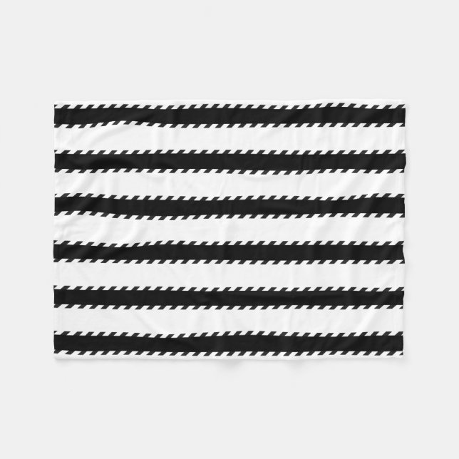 Couverture Polaire Motif géométrique de rayures noires et blanches (Devant (Horizontal))