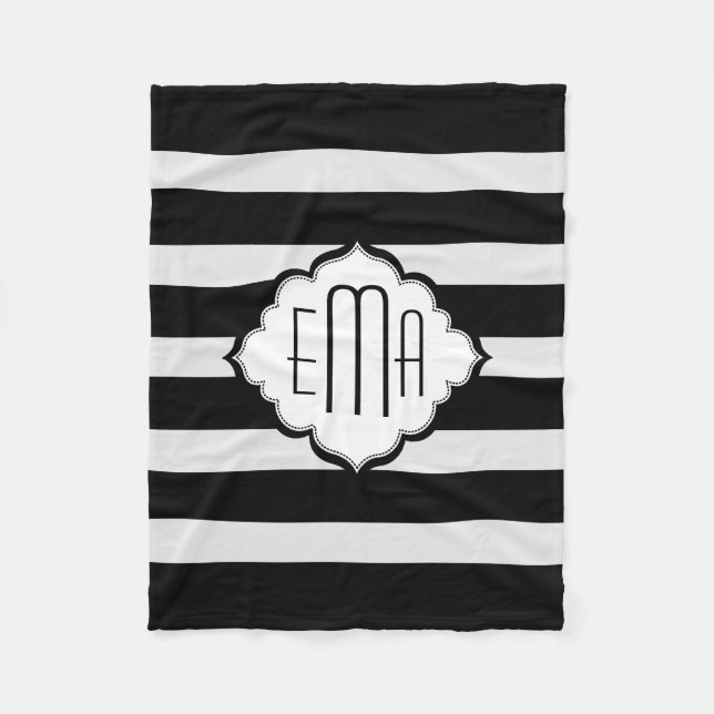 Couverture Polaire Motif géométrique des bandes noires et blanches (Devant)