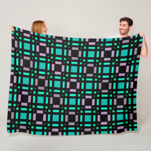 Couverture Polaire Motif géométrique en vert et en couleurs géométriq