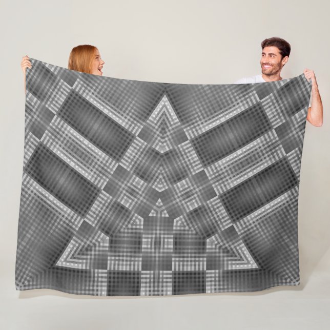 Couverture Polaire Motif géométrique gris (En situation)