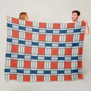 Couverture Polaire Motif géométrique gris rouge rétro