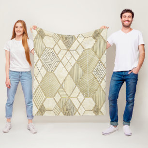 Couverture Polaire Motif Géométrique Hexagone Or Élégant - Marbre 4