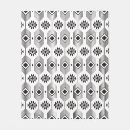 Couverture Polaire Motif géométrique ikat noir et blanc