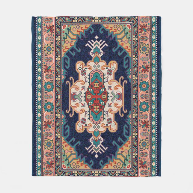 Couverture Polaire Motif géométrique marocain noir de Tabriz (Devant)