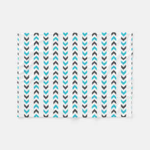 Couverture Polaire Motif géométrique moderne blanc & flèches bleues