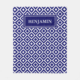 Couverture Polaire Motif géométrique moderne bleu blanc Personnaliser