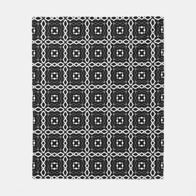 Couverture Polaire Motif géométrique noir blanc et argenté (Devant)