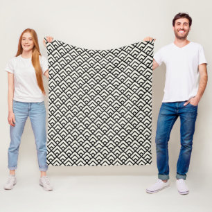 Couverture Polaire Motif géométrique noir et blanc