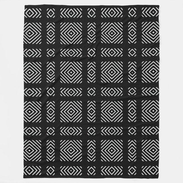 Couverture Polaire Motif géométrique noir et blanc Ama (Devant)