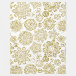 Couverture Polaire Motif Géométrique Or Et Blanc