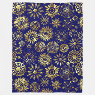 Couverture Polaire Motif Géométrique Or Et Bleu