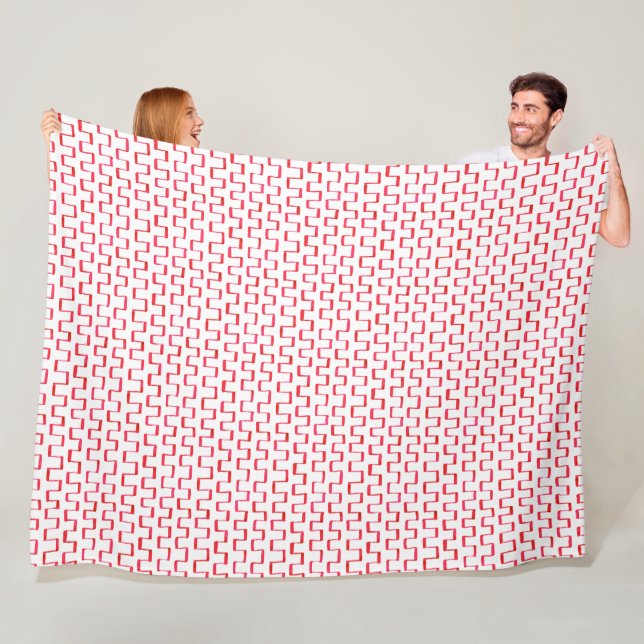 Couverture Polaire Motif géométrique peint en rouge (En situation)