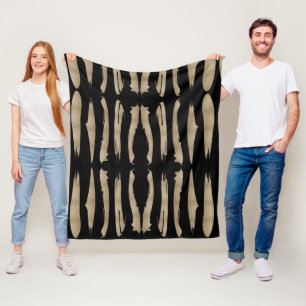 Couverture Polaire motif géométrique preppy bandes noir et or