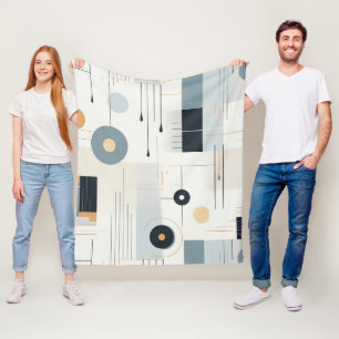 Couverture Polaire Motif géométrique rétro aux tons pastel