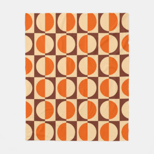 Couverture Polaire Motif géométrique rétro MCM demi-carré et cercle