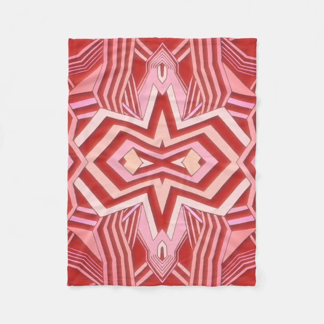 Couverture Polaire Motif géométrique rose et rouge (couleur réglable) (Devant)