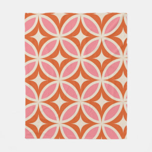 Couverture Polaire Motif géométrique rose orange Mid Century Modern