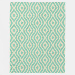 Couverture Polaire Motif géométrique turquoise-vert et crème rétro