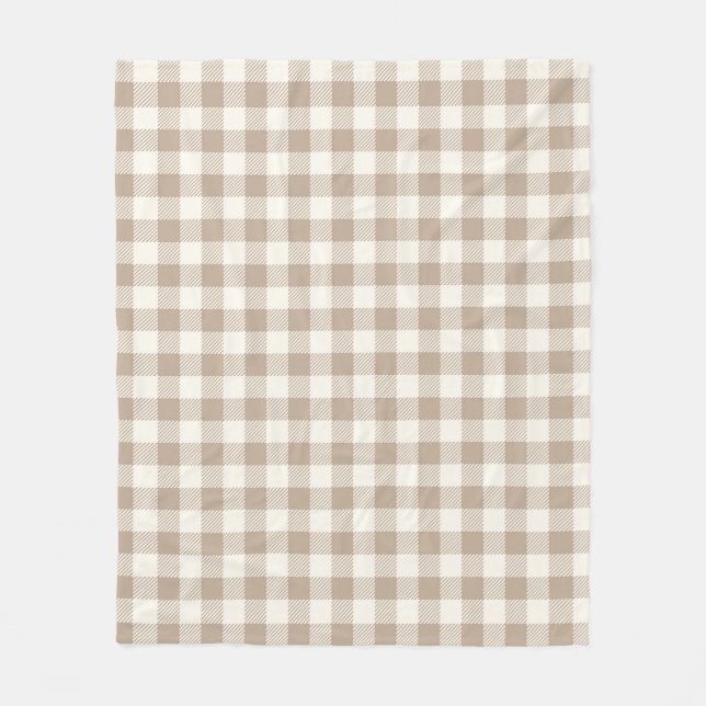 Couverture Polaire Motif Gingham Bohème Carreaux Neutres (Devant)