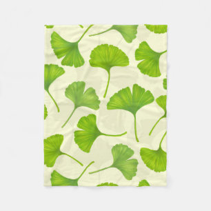 Couverture Polaire Motif Ginkgo sur blanc